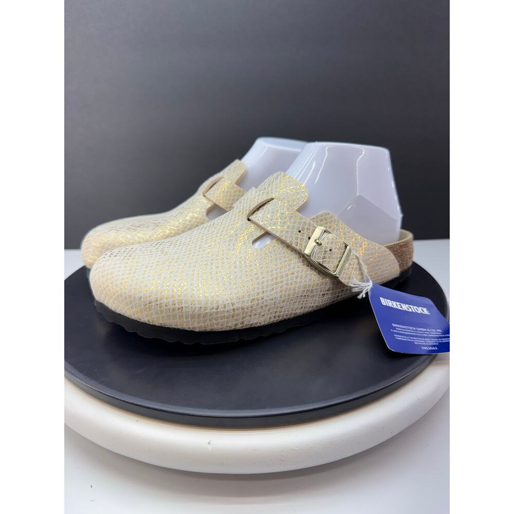 Birkenstock Boston Clogs Shiny Gold Python Eggshe… - image 1